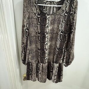 Buddy Love Snake Print Long Sleeve Dress